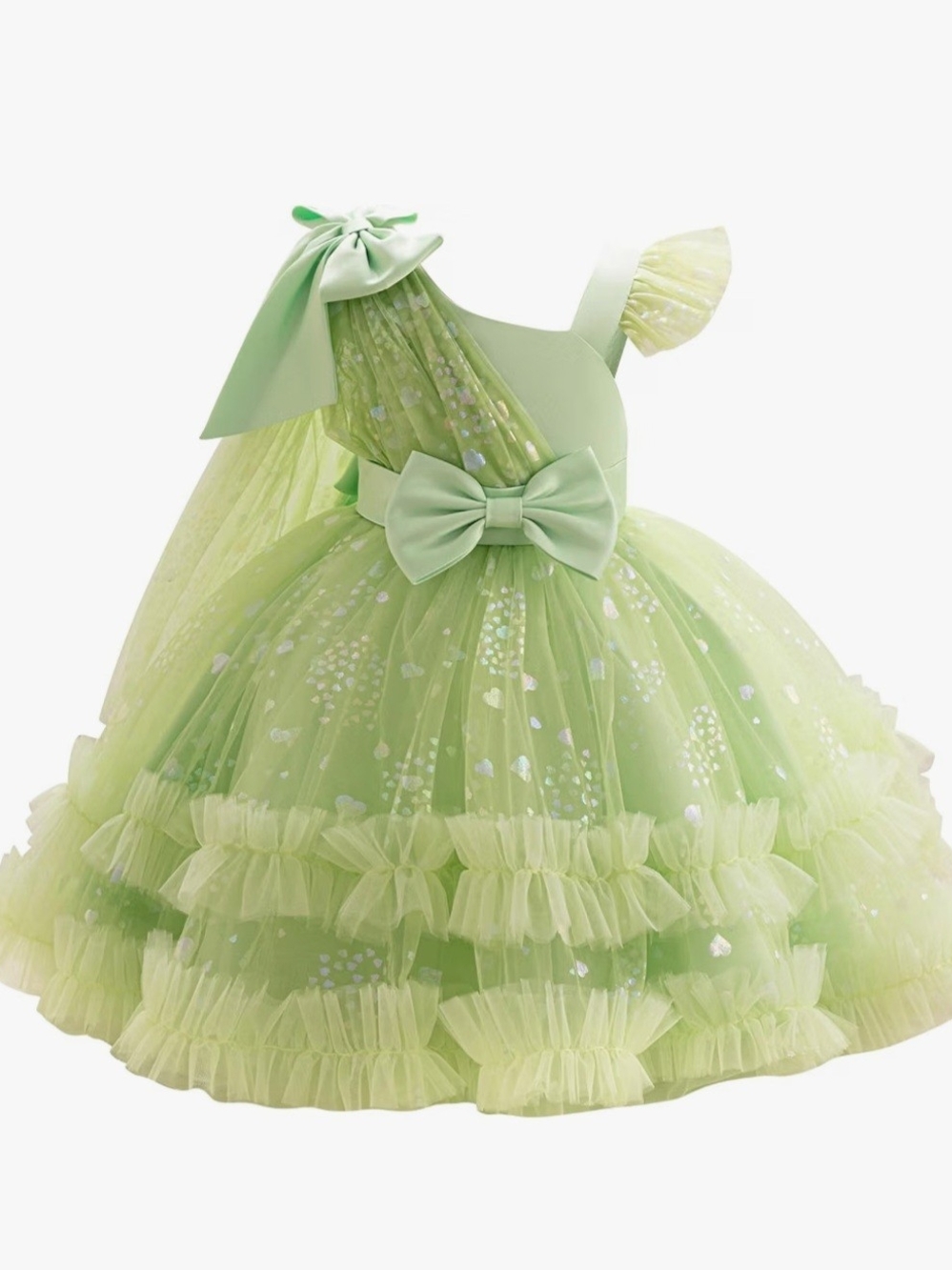 OBEEII Mint Green Toddler Girls Green Tulle Pageant Party Dress 4T
